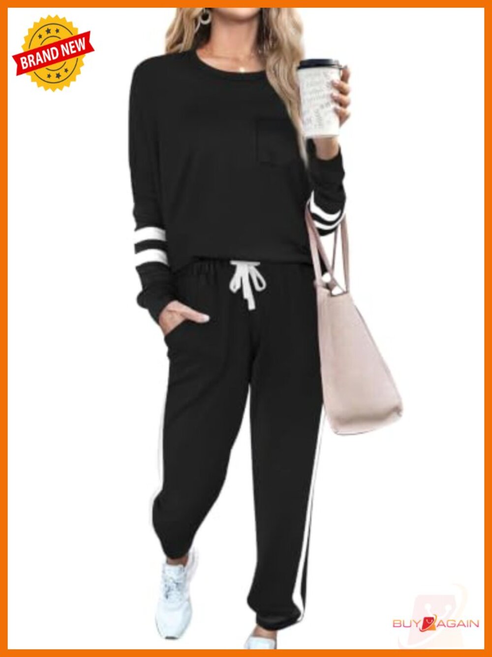 RUBZOOF Women's 2-Piece Loungewear Set Long Sleeve Sweatsuit Pullover Top and